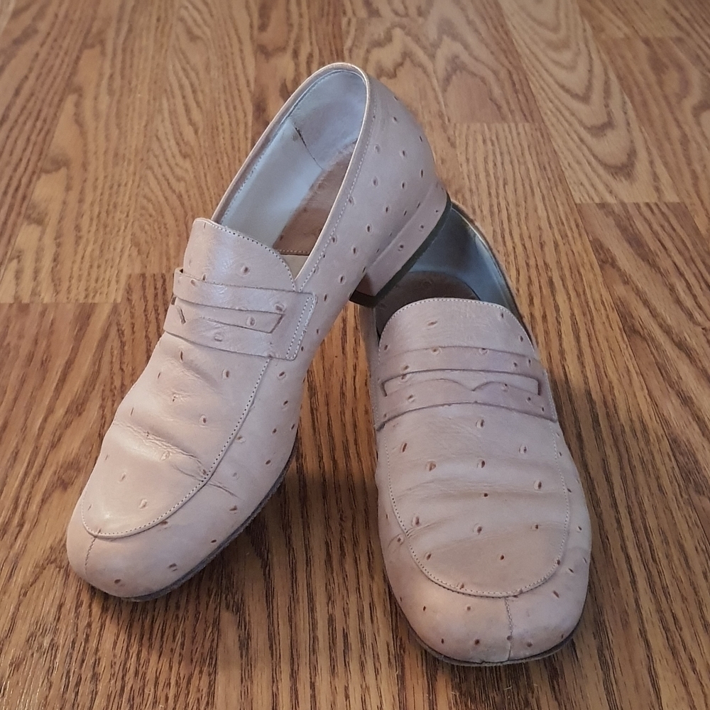 Emporio Armani Ostrich Leather Heeled Loafers Womens Size 35 - Picture 14 of 15